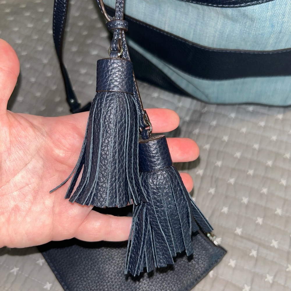 Michael Kors Navy Leather and Denim Striped Tote 👜 - Picture 11 of 16